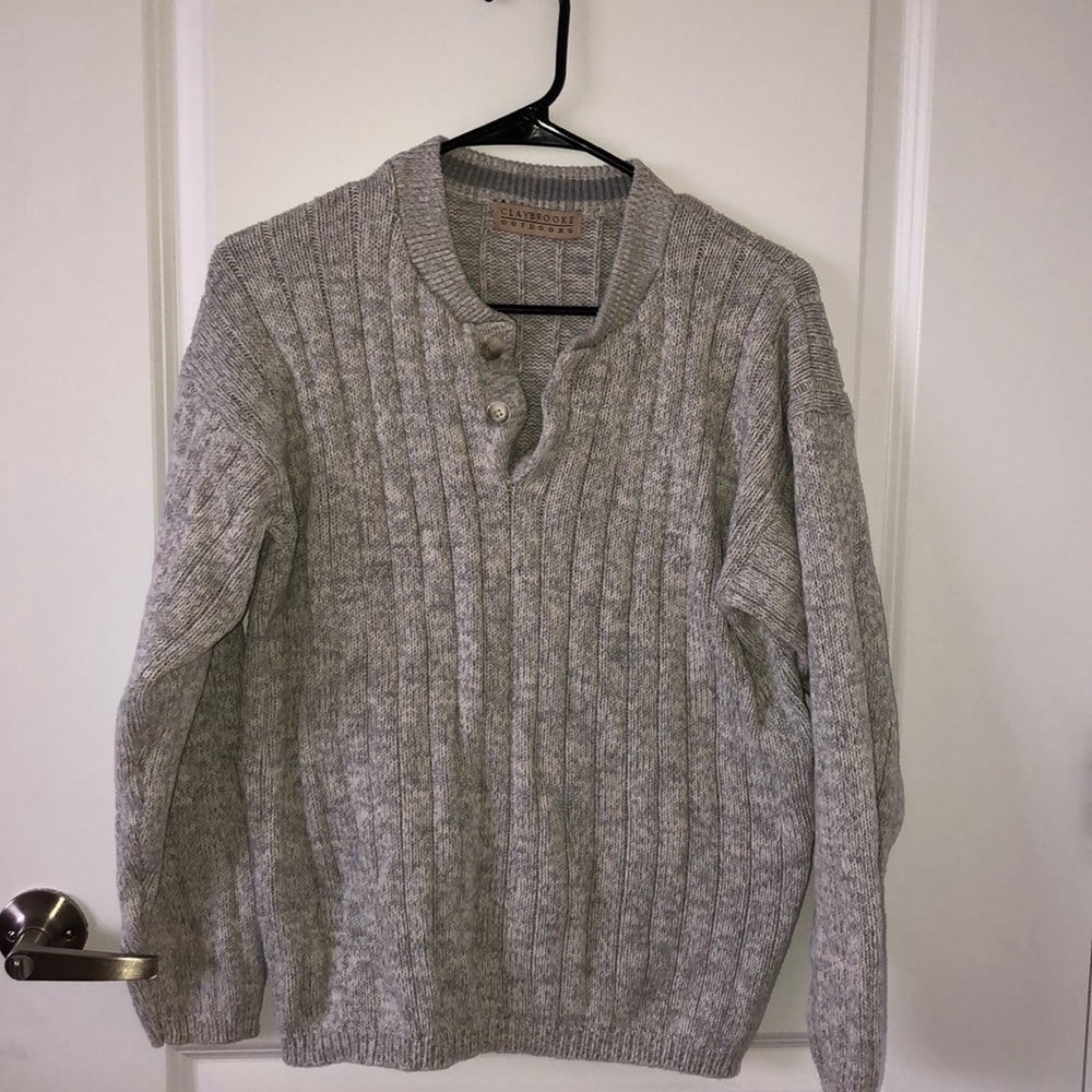 Cotton Knitted Texture Quarter Crew Sweater